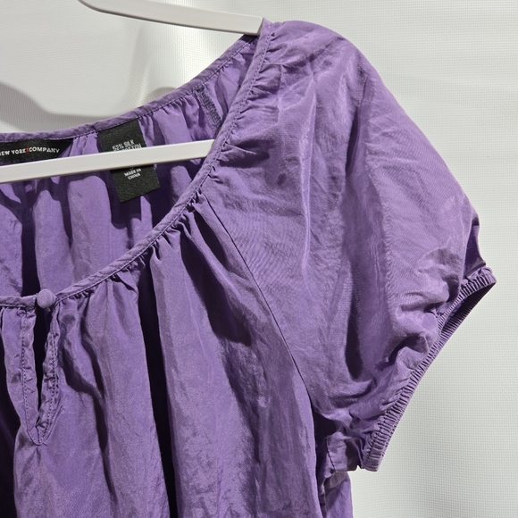 New York & Company Violet Silk Cotton Top Sz Small NWOT - Picture 4 of 6